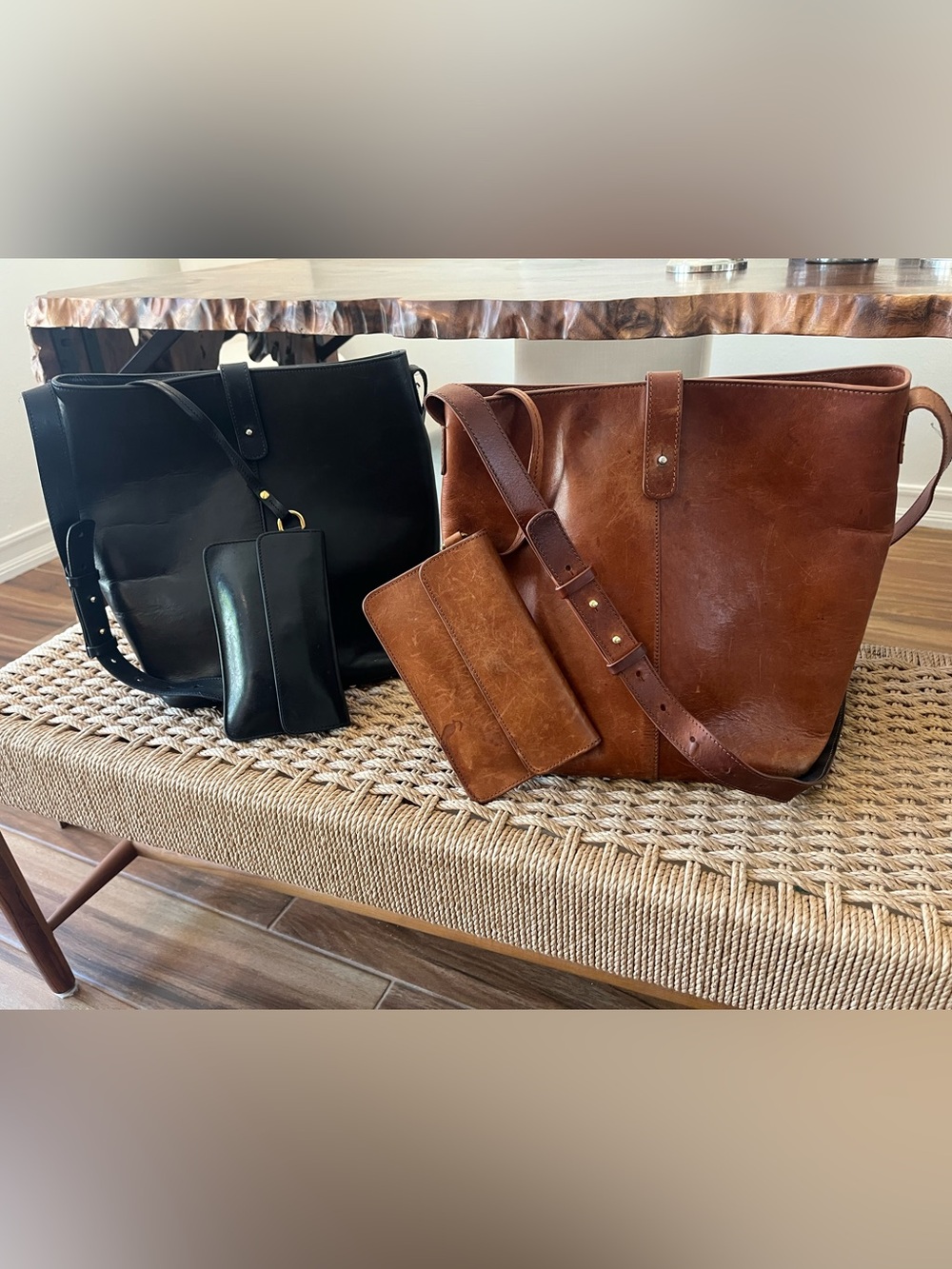 Set of 2 Jenni Kayne Leather Bucket Bags